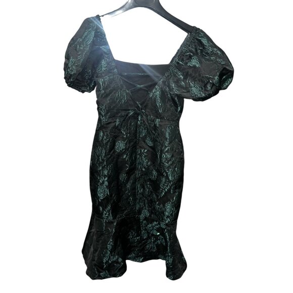 Lulus Majorly Fabulous Black and Emerald Trumpet Midi Dress Sz Medium Black & Gr - Picture 6 of 16